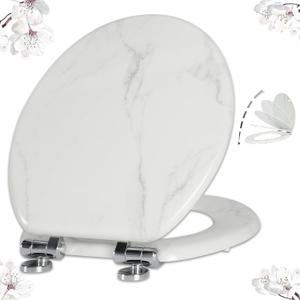 Angel Shield ROUND Toilet Seat Molded Wood 16.5"(White Marble)