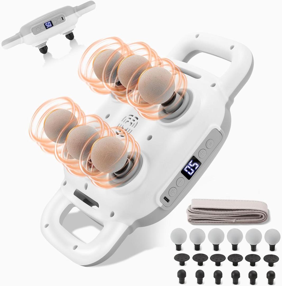 6 Head Massage Gun, Electric Massage Guns with 3 Sets Massage Heads & 9 Modes, Gun Tool for Legs, Arms, Waist, Back, Buttocks - Full Body Muscle Pain Relief, Gifts for Friends, Parents