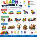 Building Blocks for Toddlers Set, 200 PCS STEM Construction Toys for Toddlers 3+, Interlocking Preschool Learning Educational Gift for Creative Play, Fine Motor Skills, Indoor Outdoor Travel