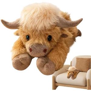 Highland Cow Weighted Stuffed Animals with Unscented Microwavable Heating Pad, Cute Coolable Heatable Weighted Plush Warm Gift for Kids & Adults