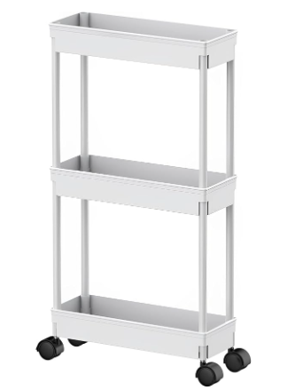 Sooyee 3-Tier Rolling Cart with Wheels, Slim Narrow Storage Cabinet, Under Desk Storage Organizer for Office, Bathroom, Kitchen, Laundry Room, Narrow Places, Black