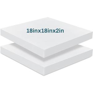 Frienda 2 Pack 2" x 18" x 18"Upholstery High Density Foam Cushion Replacement Square Cut to Size Foam Couch for Chair Couches Padding Shipping Packing DIY Cosplay Projects(White)