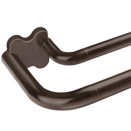 Bronze Double Curtain Rods, USFOOK Blackout Wrap Around Curtain Rods for Windows 32 to 58 Inch, 6/8 Inch Room Darkening Drapery Rod, Decorative Poles for Home Decor