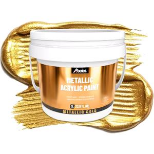 ABEIER Metallic Gold Acrylic Paint, 1L / 33.9 oz, Bulk Heavy Body Gold Leaf Paint, Acid-Free & Quick-Drying Gold Paint for Canvas, Wood, Metal, Furniture, DIY Crafts