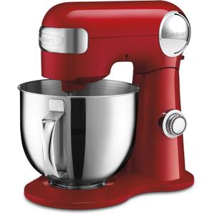 Cuisinart Stand Mixer, 12 Speed, 5.5 Quart Stainless Steel Bowl, Chefs Whisk, Mixing Paddle, Dough Hook, Splash Guard w/ Pour Spout, Ruby Red, SM-50R, Manual