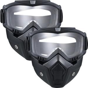 2 Pack Motorcycle Mask,Tactical Full Face Mask Ski Mask Goggles Detachable,Airsoft Mask Full Face, Paintball Mask