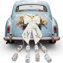 18 Pcs Just Married Car Decorations Wedding Car Decorations Giant Pull Ribbon Bow Tin Cans Stickers for Automotive Decor Accessories Bride Vehicles Photo Props Elegant Wedding Party Decor