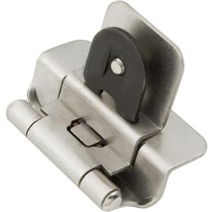 Hickory Hardware P5312-SN Double Demountable Hinge - 170 Opening Face Frame - 1/4 Inch overlay, 3/8 Inch inset Self-Closing Feature - Screwless Mounting Cabinet Satin Nickel Finish 1 Pair