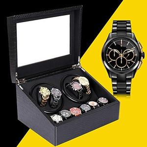 Gdrasuya10 4+6 Automatic Watch Winder Box, Automatic Rotation Watch Display Box, Luxury Watch winder Storage Case (Crocodile pattern)