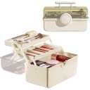 WMM Makeup Storage Organizer, Large Capacity Makeup Organizer with Transparent Visual Cover, Handle 3 Layers Portable Cosmetic Storage Box Easily Organize Your Cosmetics, Jewelry and Hair Accessories (11"White)