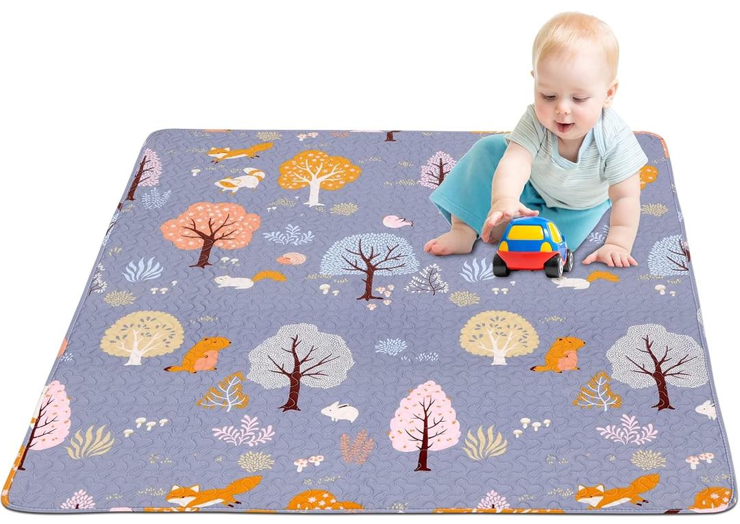 Play Mat for Baby Playpen Tummy Time Mat, Non-Slip Washable Baby Playpen Mat, Baby Crawling Mats for Floor, Portable Travel Large Play Mats for Toddlers and Infants 50 x 50 