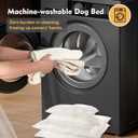 Calming Dog Bed for Medium Dogs,All-Season Leather,Non-Slip One-Key Detachable Washable Dog Bed for Small Dogs Cat Pet Beds with Sides and Cover (White, Medium)