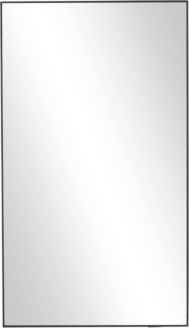Deco 79 Wood Room Wall Mirror Entryway Mirror with Thin Minimalistic Frame, Wall Mounted Mirror 18" x 1" x 32", Black