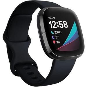Fitbit Sense Advanced Smartwatch with Tools for Heart Health, Stress Management & Skin Temperature Trends, Carbon/Graphite, One Size (S & L Bands Included)