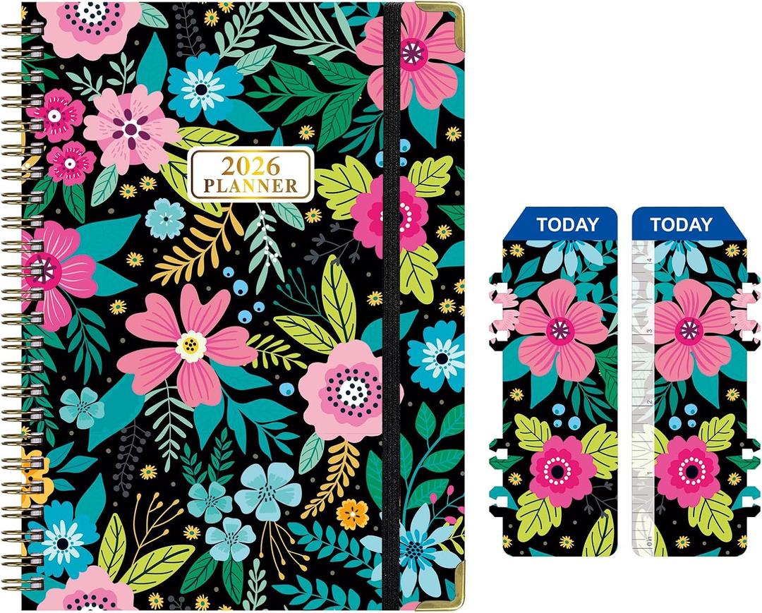 2 x 2026 Planner for Women | Jan 2026-Dec 2026 Pretty Hardcover Agenda | 6.3" x 8.5" Spiral Bound Monthly/Weekly/Daily Calendar Planner with Bookmark, Perfect for School, Office & Home Supplies