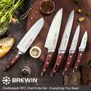 Brewin CHEFILOSOPHI Japanese Chef Knife Set 5 PCS with Elegant Red Pakkawood Handle Ergonomic Design,Professional Ultra Sharp Kitchen Knives for Cooking High Carbon Stainless Steel