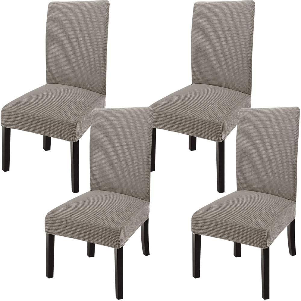 GoodtoU Chair Covers for Dining Room 4 Pack, Stretch Parson/Dining Chair Slipcover Removable Washable Chair Protector for Home/Restaurant/Banquet, Forros para Sillas de Comedor, (Taupe, Set of 4)  