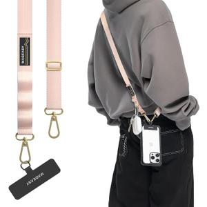 MAGEASY Universal Cell Phone Lanyard Crossbody - Anti-Theft Crossbody Phone Strap for iPhone 16 Pro Max & Most Smartphones, for Men & Women | 20mm (Blossom Pink)