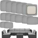 Outdoor Cushion Covers Replacement 14 Pcs Patio Cushion Covers fit for 7Pieces 6-Seater Wicker Rattan Sectional Couch Sofa Outdoor Cushion Slipcovers Set Seat and Back Cover Only, Grey