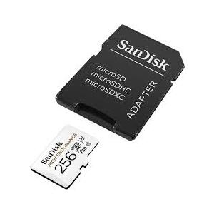 SANDISK 256GB High Endurance Video microSDXC Card with Adapter for dash cam and home monitoring systems  C10, U3, V30, 4K UHD, Micro SD Card  SDSQQNR256GGN6IA