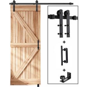 EaseLife 5 FT Sliding Barn Door Track and Handle Hardware Kit, Straight Pulley,Slide Smoothly Quietly,Easy Install (5FT Track Kit for 24"~30" Wide Single Door)