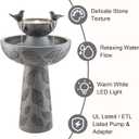 Glitzhome Water Fountain Outdoor, Outdoor Fountain with Lights & Pump, 26" H 2-Tiered Polyresin Bird Bath Fountain Waterfall Floor-Standing Water Feature for Garden, Yard, Patio, Home Decor