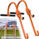 Ladder Hooks Roof,2 Pack Ladder Hooks for Roof Ridge with Wheel,Heavy Duty Ladder Stabilizer Roof Ridge Extension,T-Bar Rubber Grip for Damage Prevention,Fast,Easy to Access Steep Roof