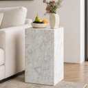 Koville Natural Marble Side Table, 20" Square End Tables for Living Room, Bedroom, Sofa, Modern Beside Table, Small Coffee Table Nightstand Luxury Minimalist Home Office Decor(Super White), 20" x 12" x 12"