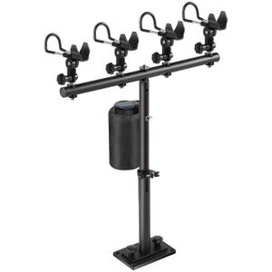 Inshore Rod Holder for Boat, Adjustable Height & 360 Tangle-Free Rotation Gunnels, Aluminum, Includes Cup & Gear Pouch (4 Rod Holder)