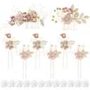 inSowni 20 Pack White Dusty Pink Blue Flower Bridal Wedding Hair Side Combs+Flower Hair Pins+Twist Spiral Pearl Hair Pins Floral Hair Pieces Headpieces Accessories for Brides Bridesmaids Women Girls