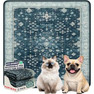 PUPIBOO Washable Pee Pads for Cats & Dogs - Super Absorbent Reusable Cat Litter Mat & Puppy Training Pad - 100% Waterproof, Leak-Proof & Non-Slip Whelping Pads for Pet Housebreaking