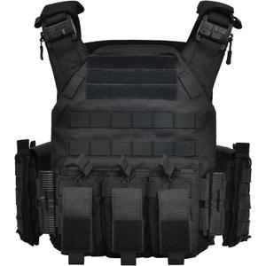 GFIRE Tactical Vest - Airsoft Lightweight Modular 3D Breathable Quick Release Vest, Adjustable Tactical Gear for Training (Black)