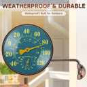 6 Inch Outdoor Thermometer Hygrometer, Large Brass Retro Patio Thermometer, Waterproof Temperature Gauge with Easy to Read Window for Home, Patio, Garden, Garage Wall Mount