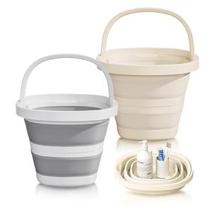 2-Pack Collapsible Buckets (2.6 Gallon/10L) - Foldable Rectangular Design with Handles, Space-Saving for RV, Camping, Car Wash, Fishing & Cleaning - Durable, Portable & Multi-Purpose