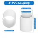 1 pcs 4" PVC Coupling Pipe Fittings (Socket x Socket) Schedule 40 PVC Fittings used For Plumbing and Irrigation