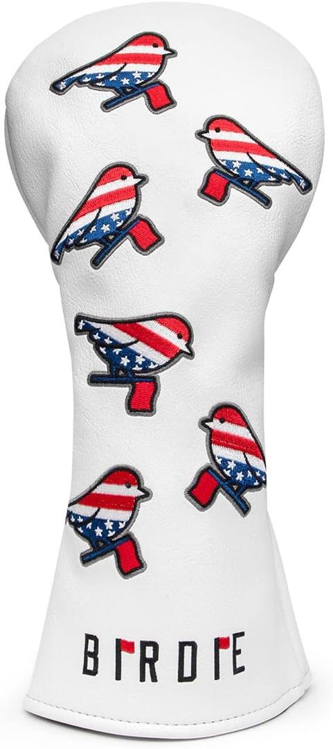 Golf Head Covers Birdie Driver Covers 3 Wood Headcover Hybrid Head Covers Embroidery Leather USA American Flag Golf Club Headcovers Golf Mallet Putter Cover for OZ1