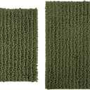 2 Pieces Bath Rug Set Extra Thick Absorbent Chenille Absorbent Upgrade Non-Slip, Quick Dry, Soft Plush for Tub, Shower, and Bath Room(Olive Green)