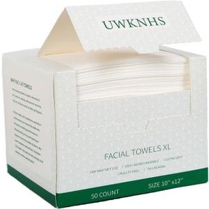 Disposable Facial Towels for Women - 50 Count Soft face Towels for Makeup Removal and Quick Cleansing - Clean and hygienic 10x12 inch