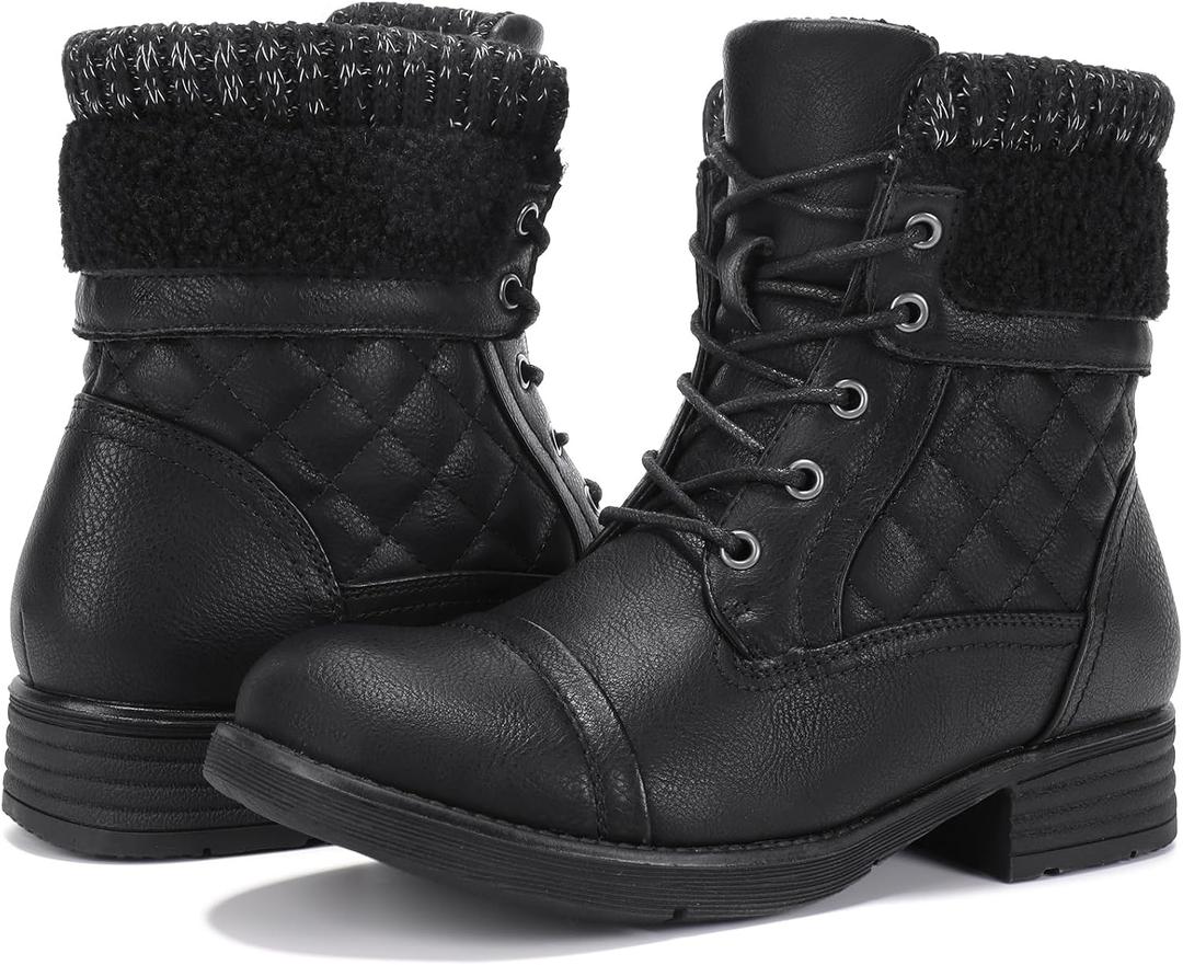 STQ Women's Combat Boots Lace up Ankle Booties, Size 10