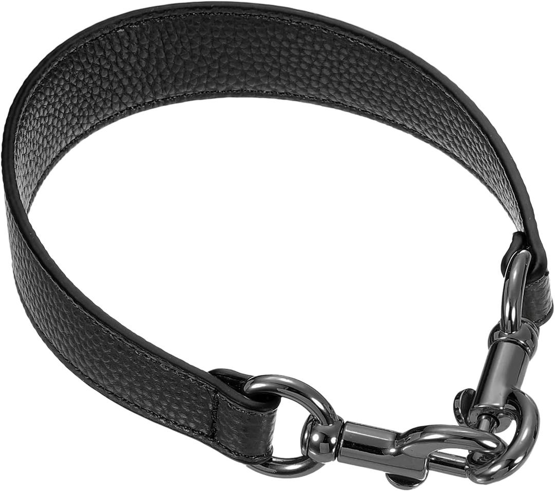 Uxcell 14.17 Inch PU Leather Short Bag Strap with Clasp, Purse Handles Handbags Replacement Straps for Clutch Bag Underarm Bags, Black, Grey Buckle