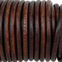 GENIQUE Real/Genuine Round Leather String Cord for Necklace, Bracelets, Jewellery, Braiding (2mm, Antique Brown Distressed)