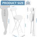 Folding Stool,Cushioned Padded Folding Bar Stool,24inch White Height Heavy Duty Portable Chair Stool with 300lbs Capacity for Kitchen Living Room Garden Camping Fishing
