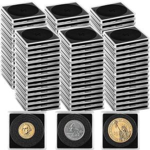 160 Pcs Adjustable Acrylic Coin Collection Cases with Sponges, Coin Snap Holder, Silver Dollar Protection Cases for Collectors, Coin Dollar Collection Supplies(20mm-40mm)