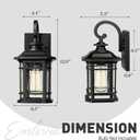 Emliviar Outdoor Wall Lantern Lights, 1-Light Exterior Wall Sconce Lamp, Black Finish with Clear Seeded Glass, 2084B BK