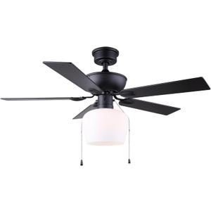 Colette 42 in. Indoor Standard Matte Black Ceiling Fan with Vintage LED Bulbs Included