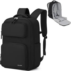 MILADA Expandable Travel Backpack 28L to 39L, TSA-Approved Carry On Backpack with 17 Inch Laptop Compartment, School Business Work Backpack for Men & Women, Black