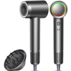 Hair Dryer, 160000 RPM Professional High-Speed Blow Dryer 500 Millions Negative Ionic Care Hair Dryer for Fast Drying, Low Noise Thermo-Control Hairdryer, Travel with Diffuser, Gray Hair Dryer, 160000 RPM Professional High-Speed Blow Dryer 500 Millions Negative Ionic Care Hair Dryer for Fast Drying, Low Noise Thermo-Control Hairdryer, Travel with Diffuser, Gray