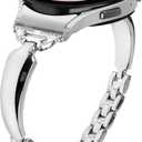 Miimall 20mm Bling Slim Bands for Samsung Galaxy Watch FE/7/6/5/5 Pro/4/3 Band 40mm 41mm 42mm 43mm 44mm 45mm, Women Sparkle Rhinestone Metal Thin Bracelet Strap for Galaxy Watch 6/4 Classic, Silver