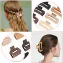 Alemaky 12 Pack Square Claw Clips, Big and Small Neutral Rectangle Hair Claw Clips, Non-slip Matte Large Hair Clips for Women,Strong Hold jaw clip for Thick Thin Hair (Neutral)