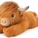 Highland Cow Stuffed Animals, Microwavable Stuffed Animal Adorable Fluffy Highland Cow Plush for Warmth Comfort, Heatable Coolable Lavender Scent Toy, Cute Soft Plushies Gift for Kid Boys Girl & Adult